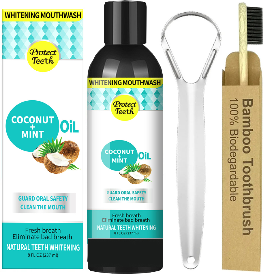 Teeth Whitening With Coconut Oil - 237ml Coconut Mint Pulling Oil Mouthwash
