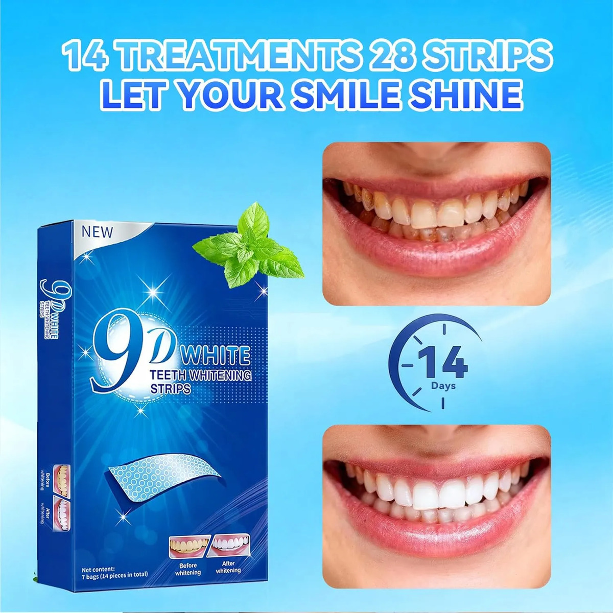 Teeth Whitening Strips - 9D Te - Teeth Whitening Effects recension och pris