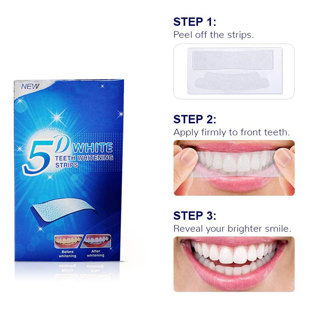 5D White Teeth Whitening Strip - Teeth Whitening With Hydrogen Peroxide recension och pris